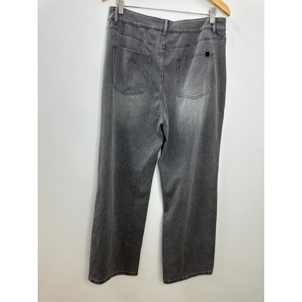New Halara Flex Mid Rise Straight Leg Casual Jeans Pockets Gray Large Soft Denim - Picture 13 of 16